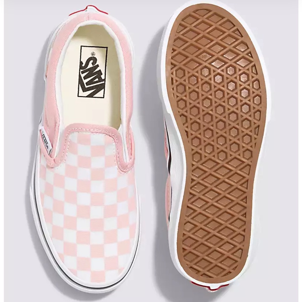 Pink and white checkered Vans